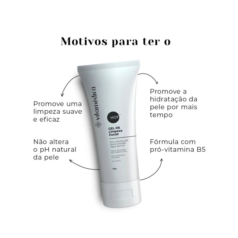 Gel De Limpeza Facial com Pró-Vitamina B5 e Aveia Coloidal – 50g